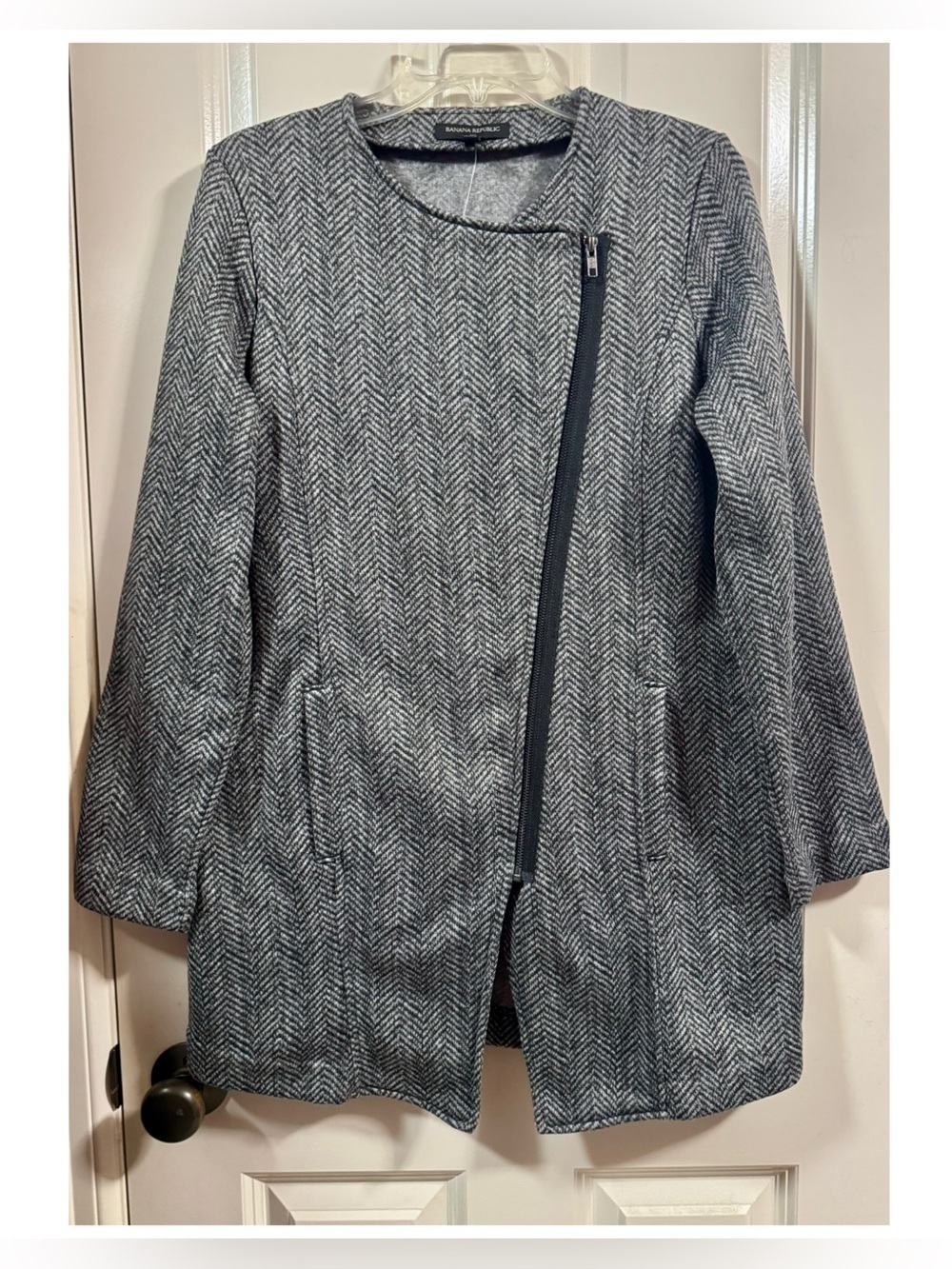 NWT Banana Republic Herringbone Asymmetrical Knit Jacket Blazer
